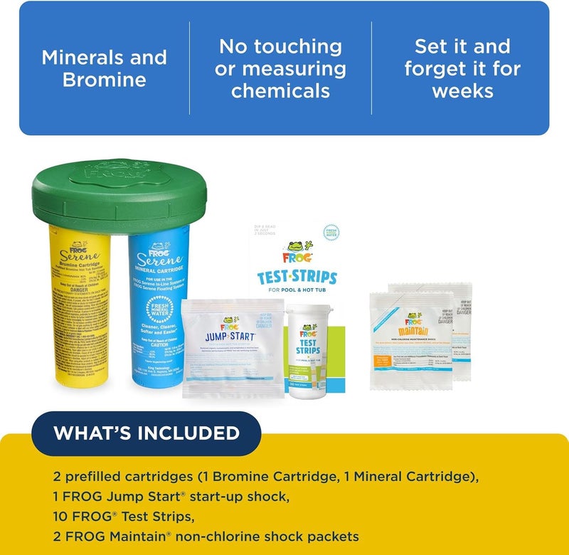 Frog Serene Floating System for Hot Tubs - Quick & Easy Prefilled Hot Tub Sanitizer - Hot Tub Maintenance System with Sanitizing Minerals & Bromine - Starter Bundle - Image 3